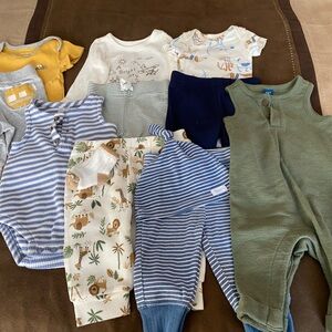 Baby Clothing Bundle with Stripes and Animal Prints